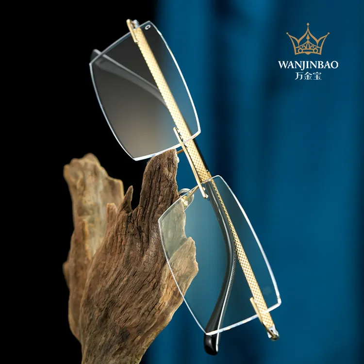 万金宝尊享系列ZX3203男士商务无框定制切边眼镜