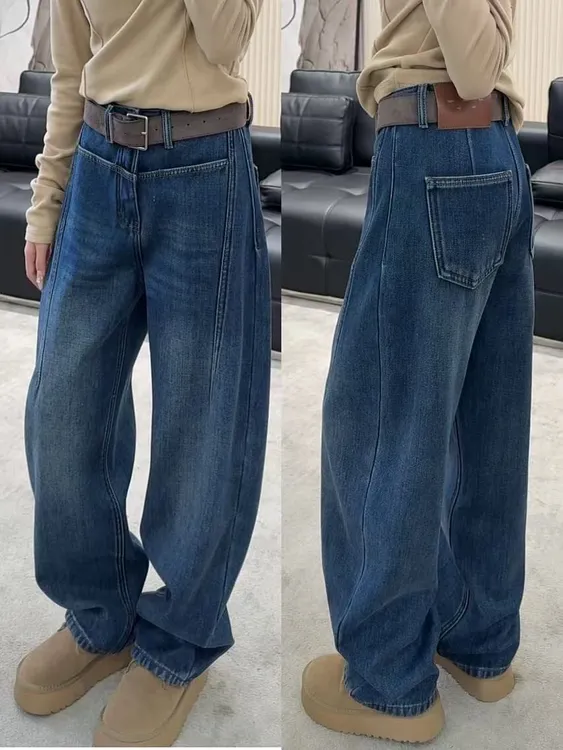 DLS/大脸酥 4165（慵懒周末）年货款！加绒加厚弯刀牛仔裤