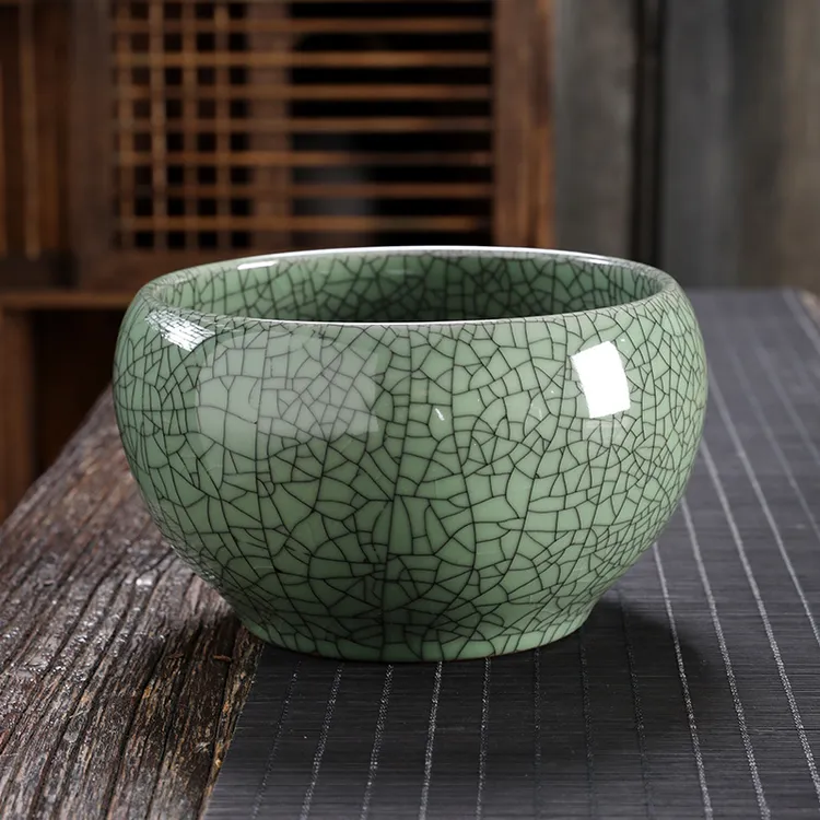特大号茶渣缸大容量哥窑开片茶洗盆陶瓷建水功夫茶具茶道零配水盂商品图