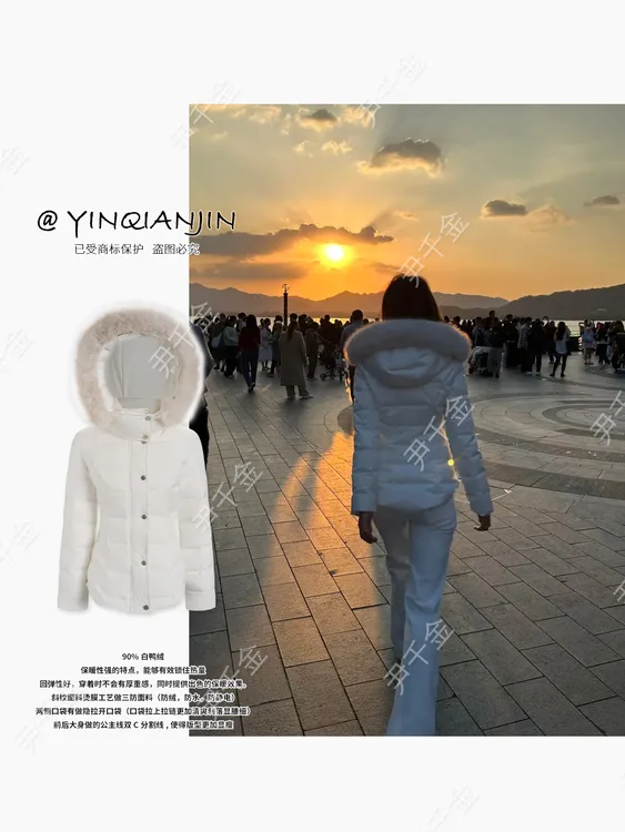 *尹千金【冰岛outfit】韩系收腰显瘦修身保暖连帽羽绒服M257559