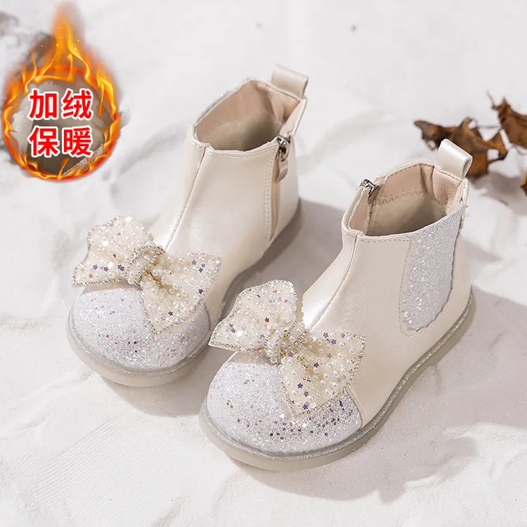 ABC女童靴子秋季2025新款儿童公主鞋薄款鞋子女宝短靴秋款礼服鞋