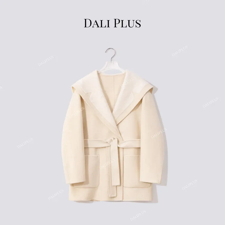 DALI PLUS“苏力羊驼毛+绵羊毛”双层羊绒海军领毛呢大衣-D5CK2212