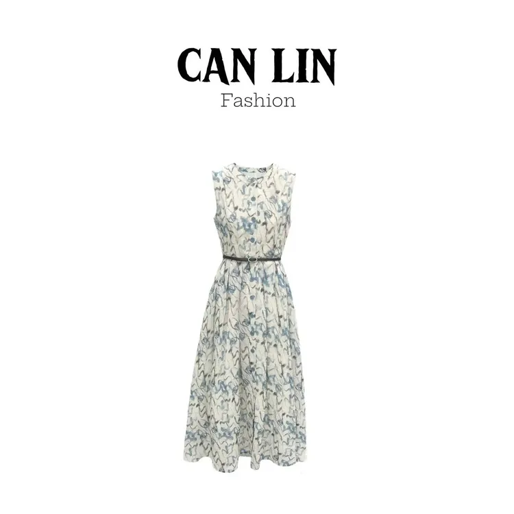 CANLIN|法式简约高级感【100%苎麻】轻盈气质收腰显瘦连衣裙G216