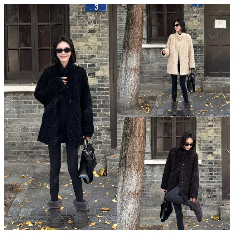 焦思文 冬季时尚休闲洋气保暖百搭中长款毛毛外套251211Y09