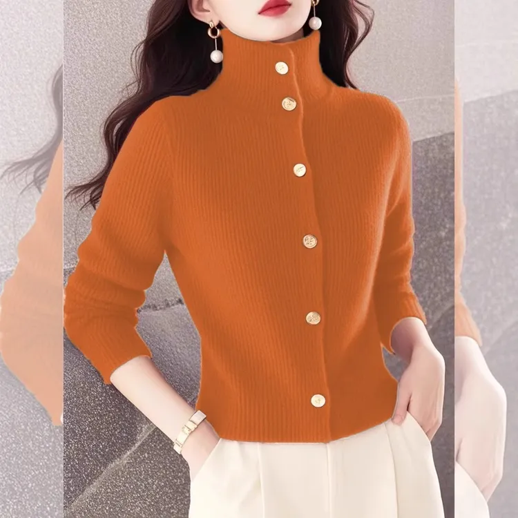 2024年冬季新款女神范气质百搭显瘦超好看高领打冬季显瘦针织开衫