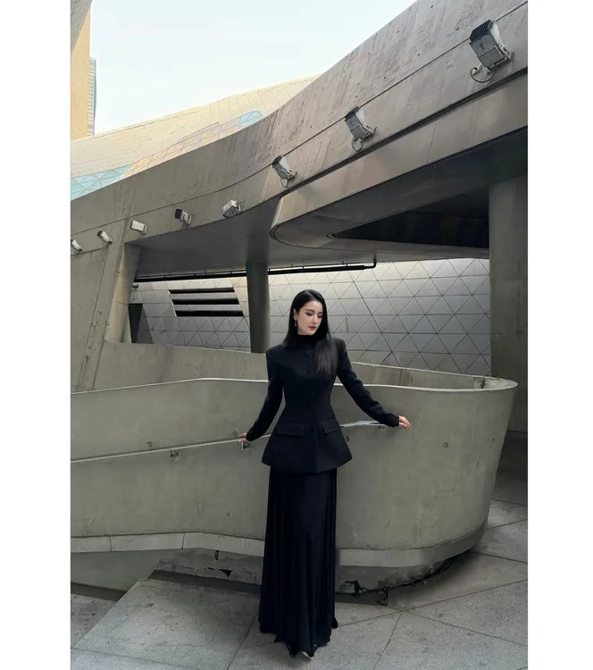 BETTER ME 黑色西服外套中式气质长袖时尚复古秋冬优雅