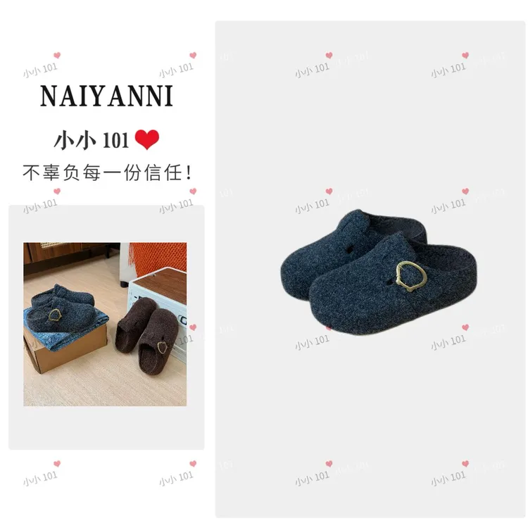 TD53暖冬搭子~时尚高级勃肯2025冬新款厚底增高包头半拖FZNDD090