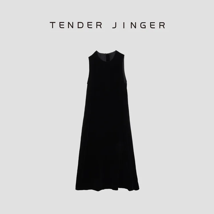 Tender Jinger【疯狂星期三】丝绒气质轻奢无袖连衣裙 T42JIZ76830