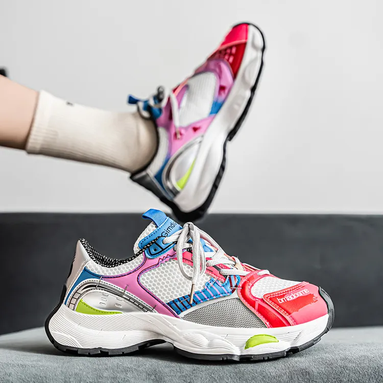 巴黎订书机2025夏新款男女情侣鞋厚底增高网面潮鞋运动鞋透气