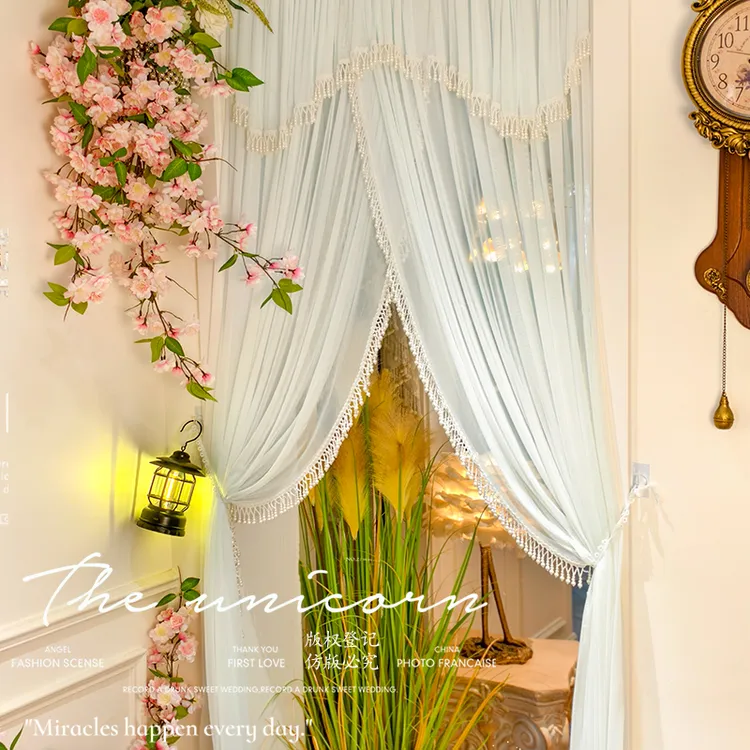 【原创高定】艾莎公主氛围感门帘法式浪漫长款隔断帘卧室过道纱门帘