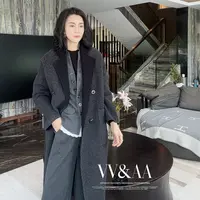 VV&AA 复古西装领撞色山羊绒绵羊毛双面呢大衣 DY2723