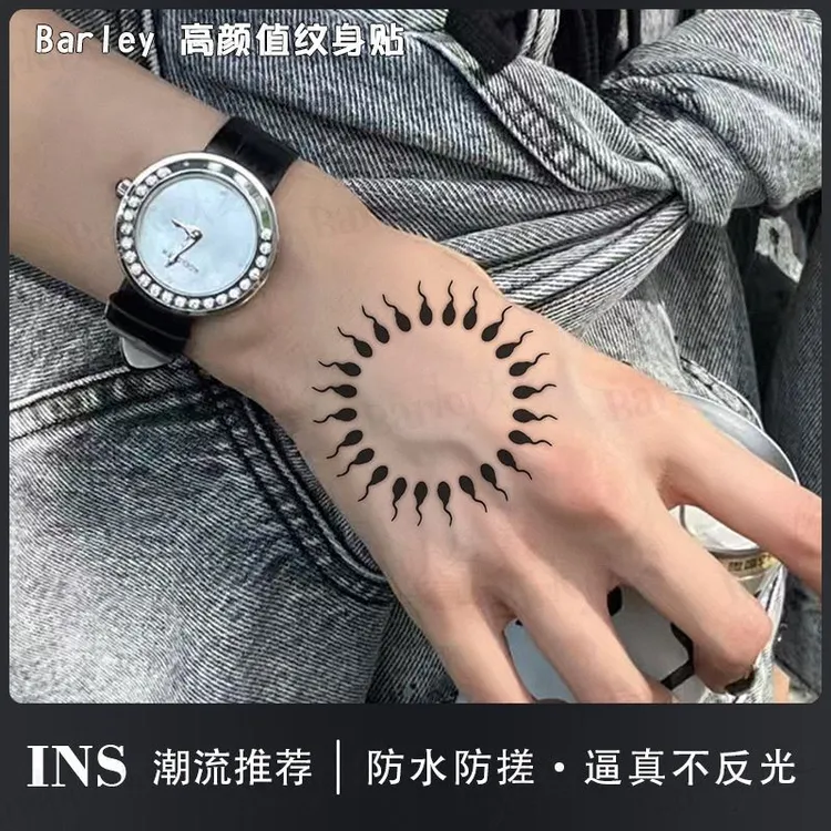 个性小蝌蚪纹身贴欧美果汁胸部诱惑情侣男女女性草本持久刺青防水