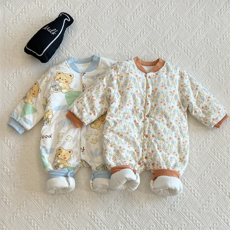 2025冬装婴儿夹棉连体衣服加厚宝宝秋冬季外出爬服新生儿棉服抱衣