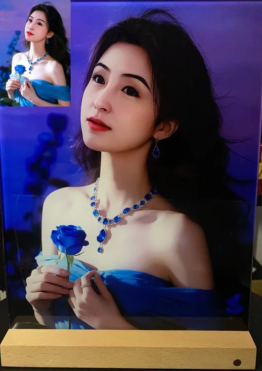 方款厚5MM彩绘工艺玻璃画私人订制真人照片创意礼物生日纪念日