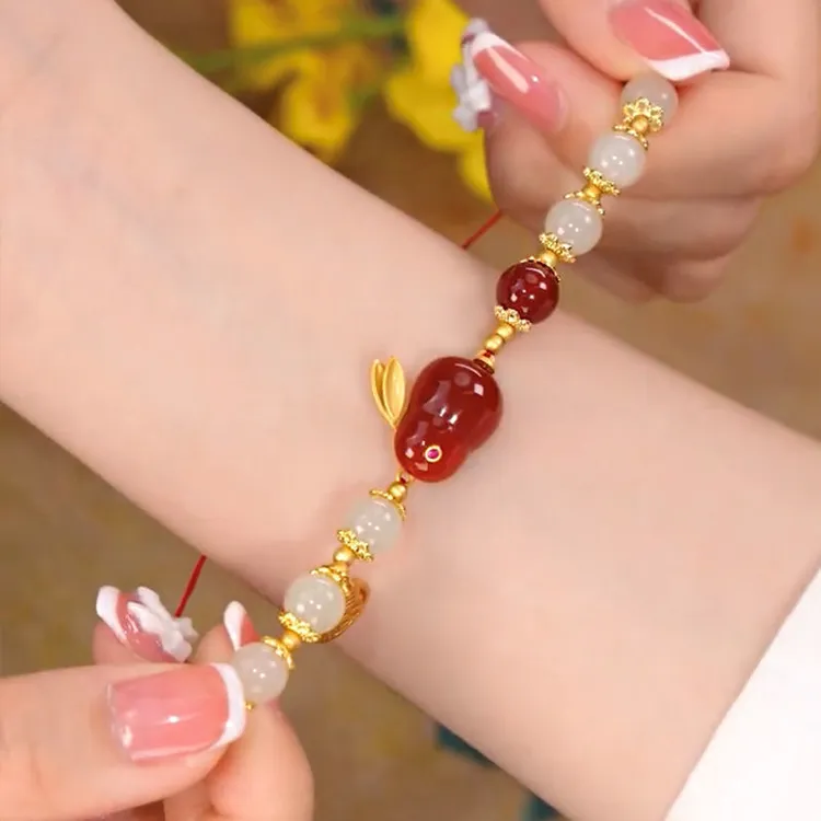 新中式玉兔手链女款ins小众设计高颜值学生手串闺蜜古风生日