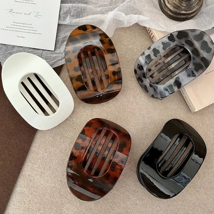 个性时尚豹纹抓夹百搭扁平鸭嘴发夹弧形属实盘发夹子发饰头饰头饰