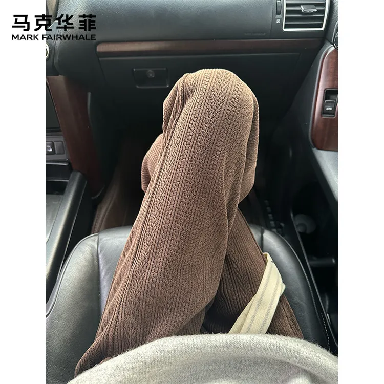马克华菲麦穗纹提花纯色秋冬休闲裤显瘦宽松慵懒随性垂感百搭裤子