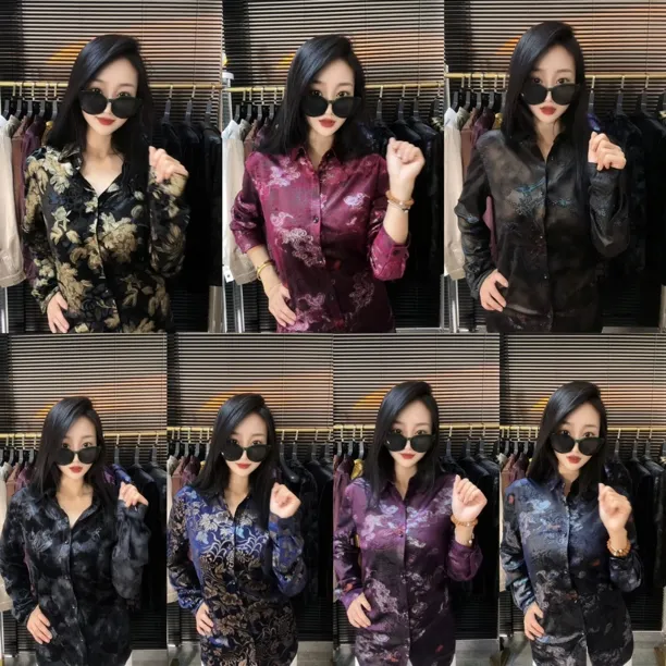 秋季男士长袖提花丝绒纽扣衬衫时尚百搭潮流款式显瘦气质春秋休闲