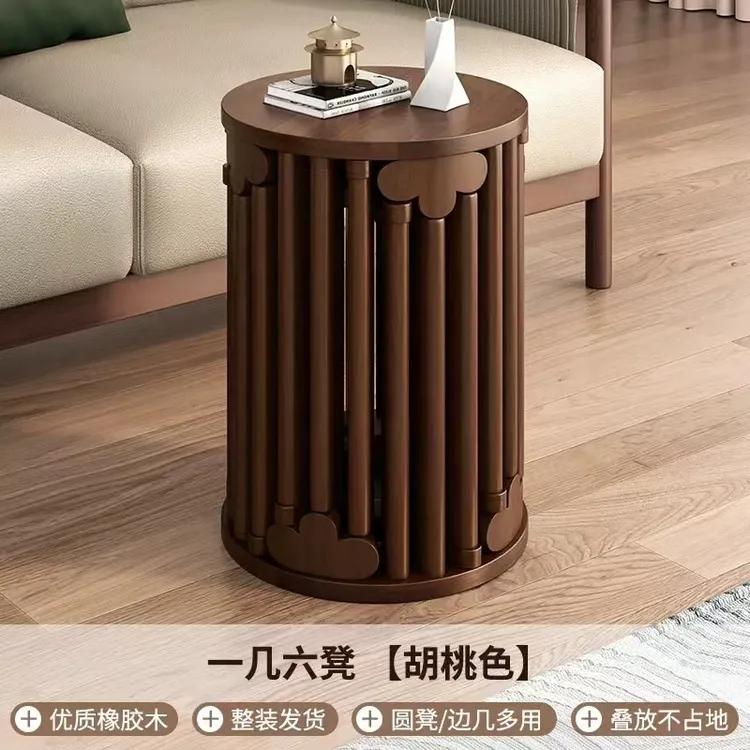 实木多功能叠叠凳六合一带滑轮家用可叠放椅子客厅备用餐桌椅中式