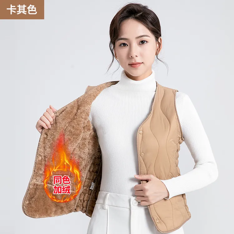 女士2025秋冬新款加绒保暖棉马甲中老年加厚内穿保暖棉服马夹背心