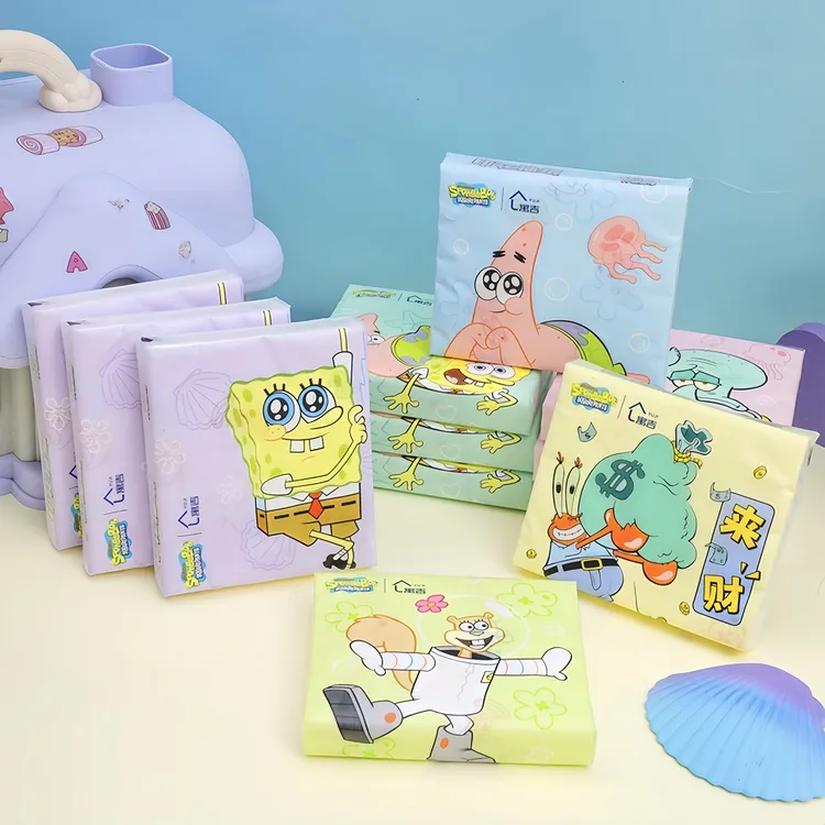 正版联名海绵宝宝印花抽纸小包便携式餐巾纸学生儿童上学随身面纸