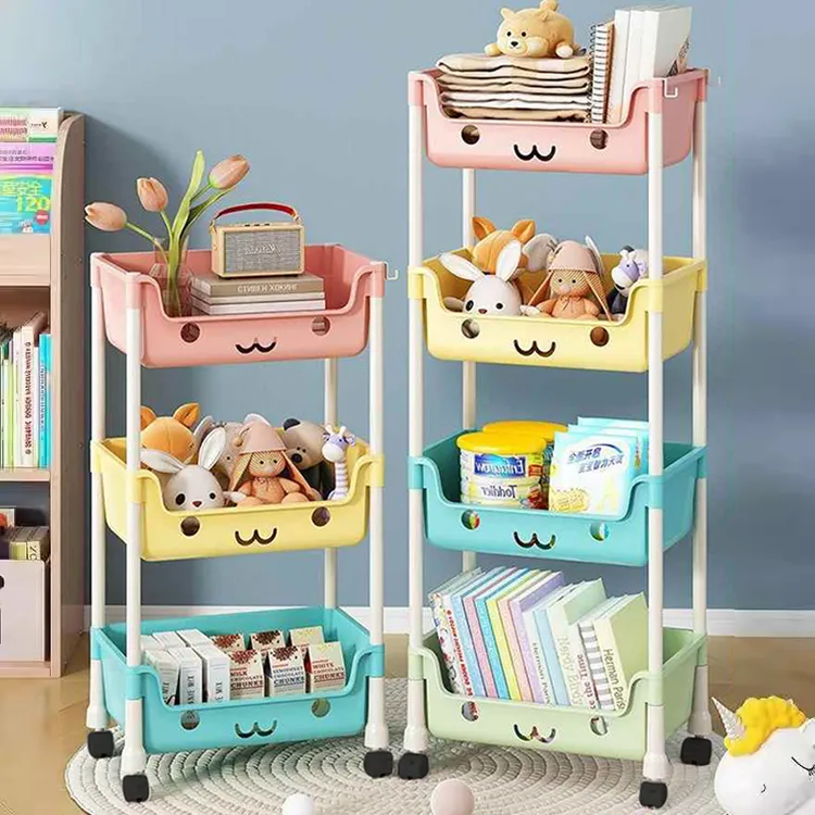 儿童玩具置物架落地收纳置物架家用书架多层整理玩具可移动收纳架