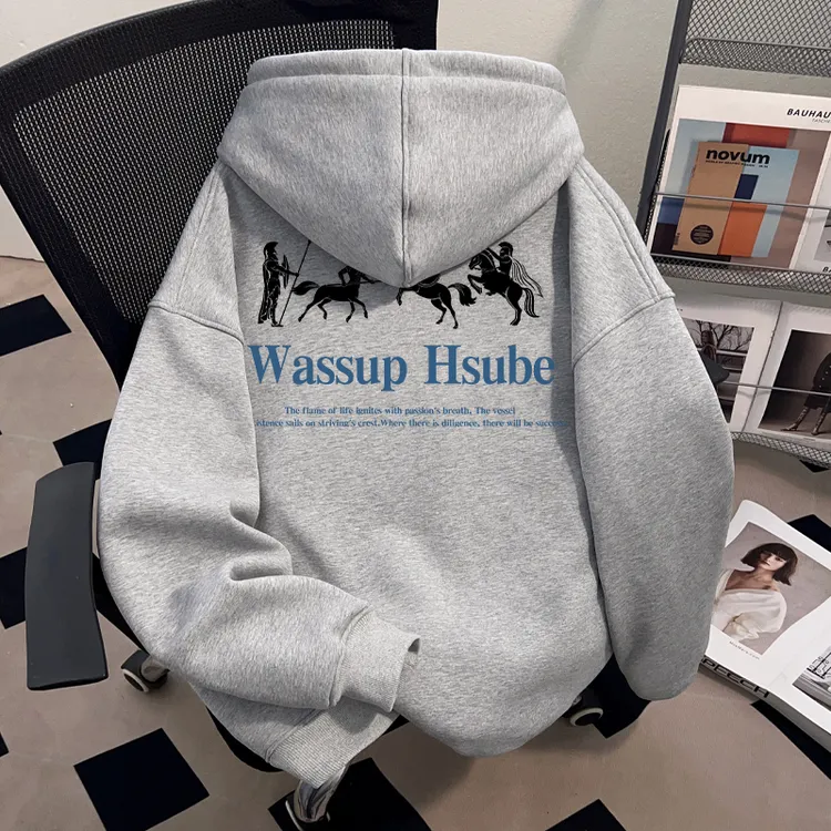 WASSUP HSUBE青少年美式潮流重磅套头连帽卫衣秋冬宽松慵懒上衣潮