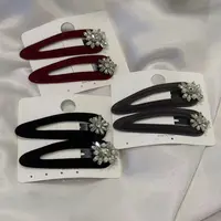 韩国 气质 小众 ins 手工 花花钻 丝绒 掰掰夹B773