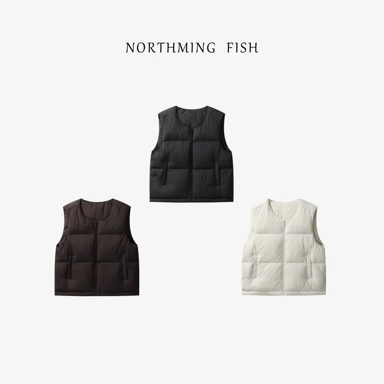 NorthMing fish「调味剂」简约休闲 轻盈又保暖的格纹羽绒马夹