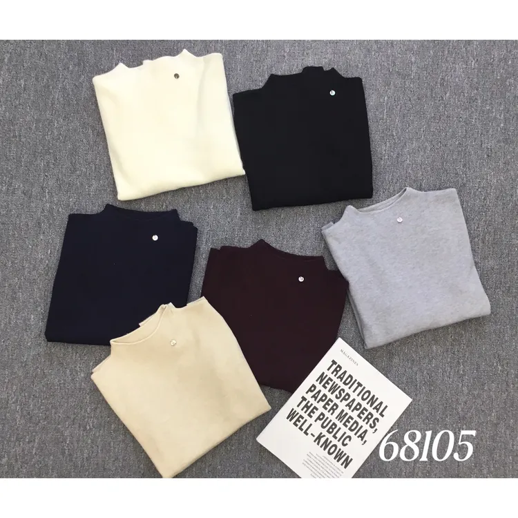 68105#打底T修身薄款秋冬圆领百搭长袖休闲纯色打底
