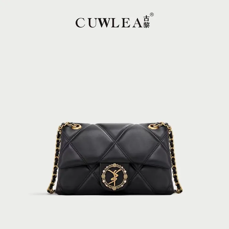 【CUWLEA/古黎】新款女包绣线菱格单肩斜挎包GL-8018配礼盒