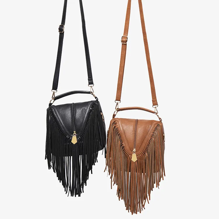 欧美个性流苏包2025年秋冬新款软皮复古拉链设计手提单肩包女包