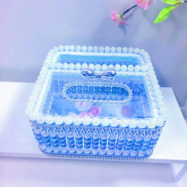 手工DIY手工辅材精致创意串珠琉璃珠纸巾盒立体收纳手工材料包