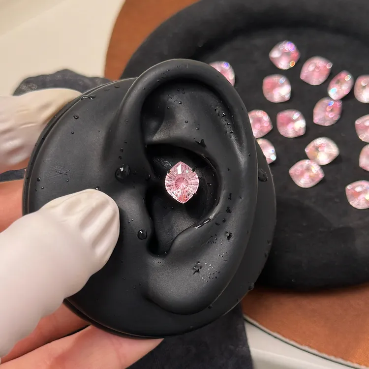 钛钢耳饰 可选杆长杆粗内螺旋恶魔之眼锆石百搭耐