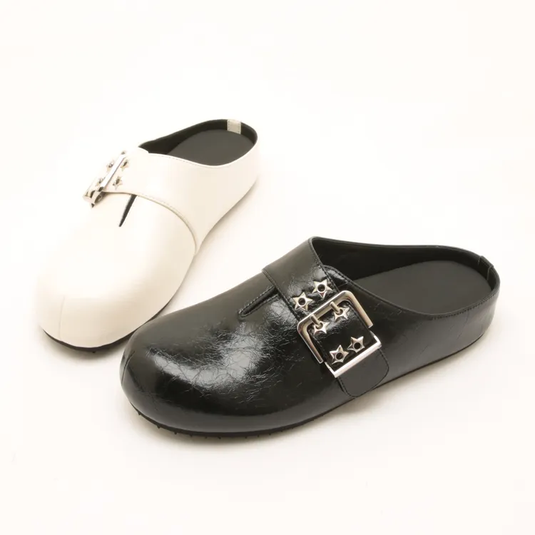 6748夏季新款厚底包头半拖鞋女复古一脚蹬懒人百搭博肯内增高单鞋