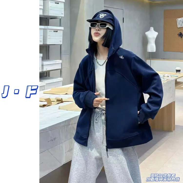 JF定制大码女装12516刺绣休闲百搭常规长袖连帽卫衣外套