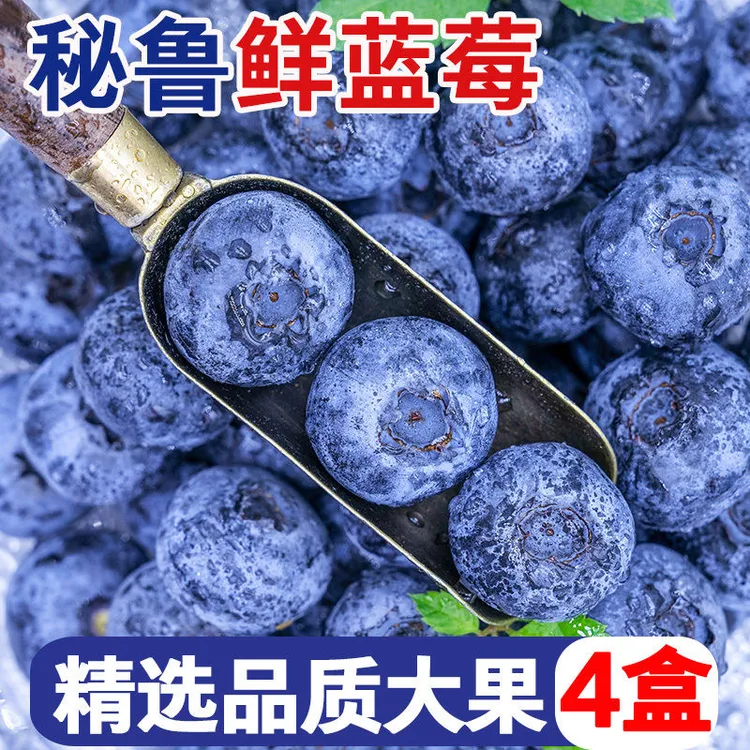 【顺丰包邮】秘鲁蓝莓4盒装果蓝莓新鲜水果大果欢乐果园（125g/盒）