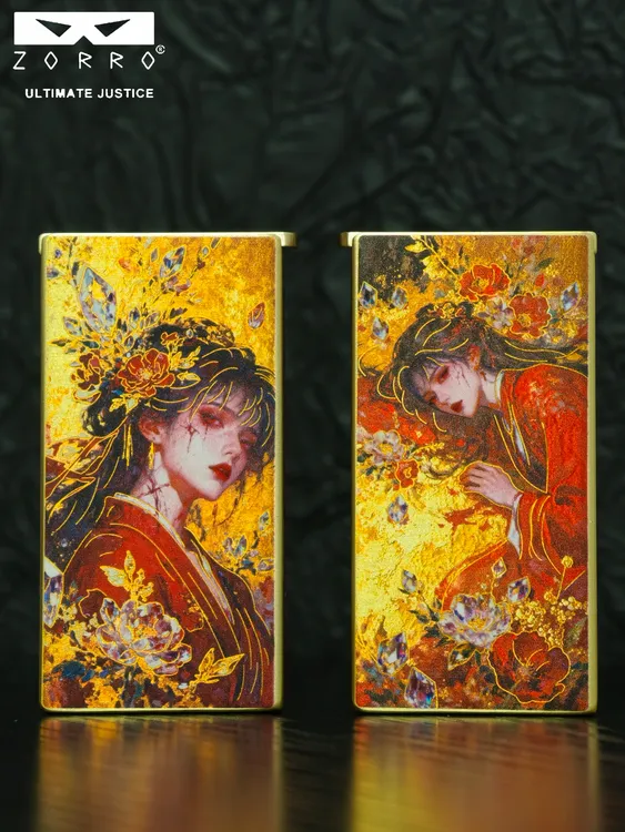 ZORRO超薄升降式鎏金描边珐琅彩绘复古高颜值送礼创意防风打火机