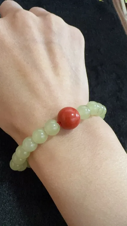 非金属大理石手链 顶珠绿色转运手串8m