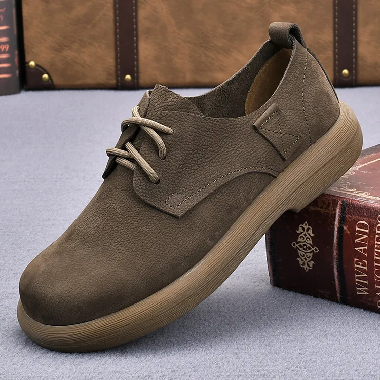 2025新品爆款皮面男鞋休闲软面低帮舒适透气百搭短靴真皮男士皮鞋