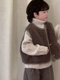 男童马甲儿童秋冬装背心2025新款羊羔绒加厚上衣女宝宝洋气外套潮
