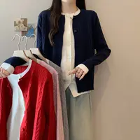 时尚减龄假两件撞色长袖针织上衣气质百搭2025秋装新款胖mm大码女