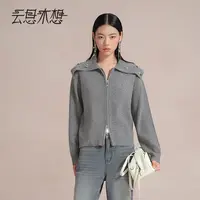 Ysimo-X云思木想 琉璃花开 宽松大翻领水钻贝壳片100羊毛衫13896