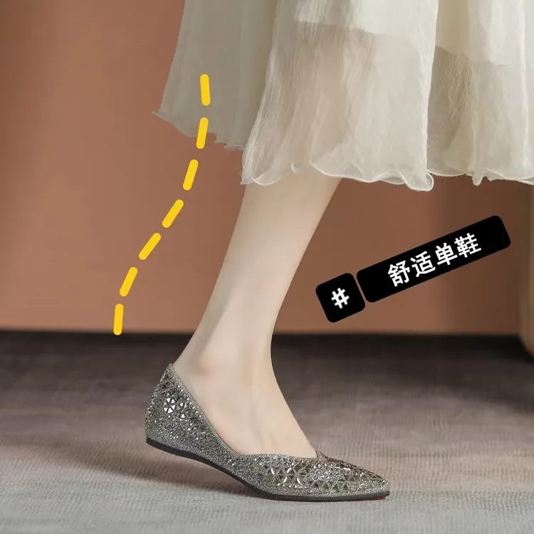 2025新款粗跟尖头舒适软底夏季通勤单鞋女鞋浅口百搭气质605-3