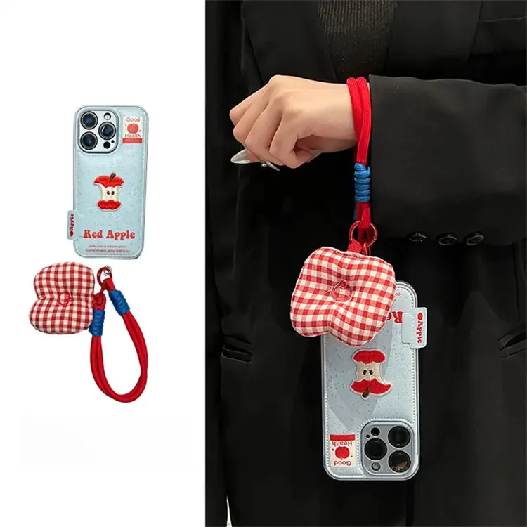 蓝底泼墨苹果核适用苹果17pro手机壳创意iPhone16刺绣15/14女款13