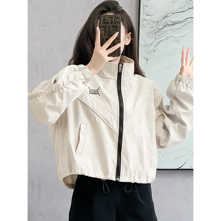 韩系高级感设计立领短款外套女2025春秋季小个子工装气质休闲冲锋