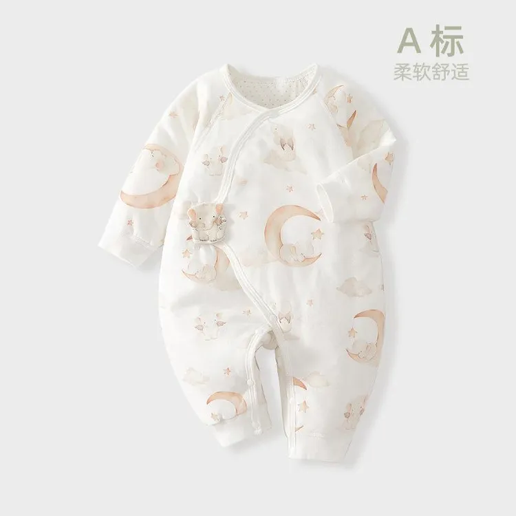 FAVMARTHA婴儿连体衣秋冬季薄棉婴儿衣服秋款宝宝包屁衣新生儿时
