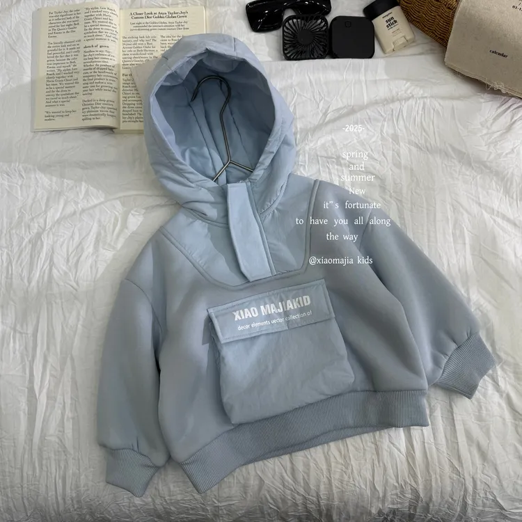 00现货-小马家儿童冬款加厚糕糕绒连帽卫衣7026潮流时尚宽松百搭