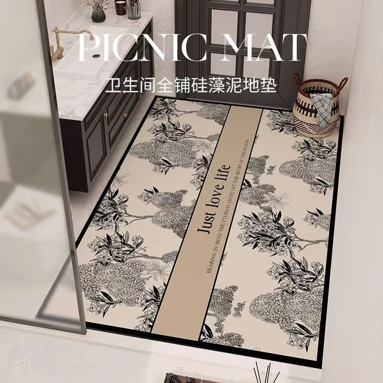 卫生间地垫浴室门口全铺隔水洗手池大尺寸裁剪硅藻泥吸水防滑地垫