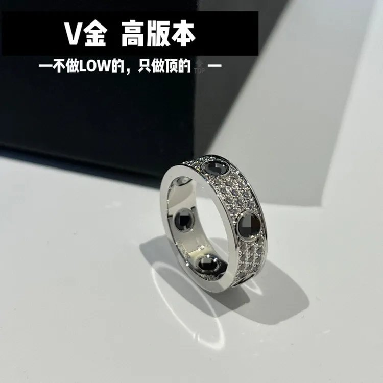 合金锆石戒指 高版本黑钉宽版三排钻精雕版满天星戒指情侣款